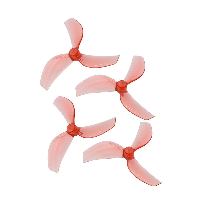 10554 1 propellers gemfan 45mm 3 pc durable 1mm clear red 4ccw 4cw