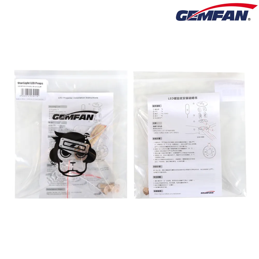 11919 3 propellers gemfan 51433l starlight led props white