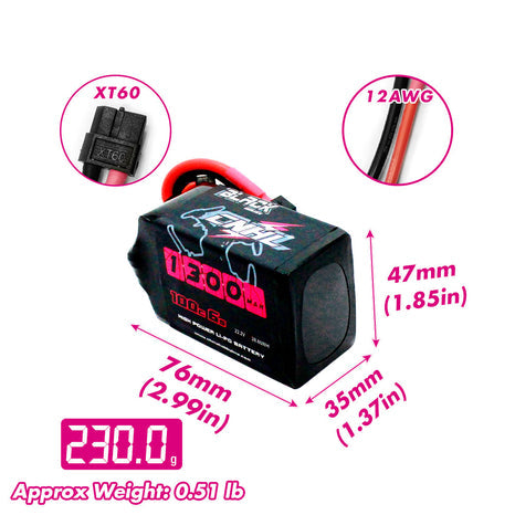 13827 battery cnhl lipo 6s 22 2v 1300mah 100c xt60