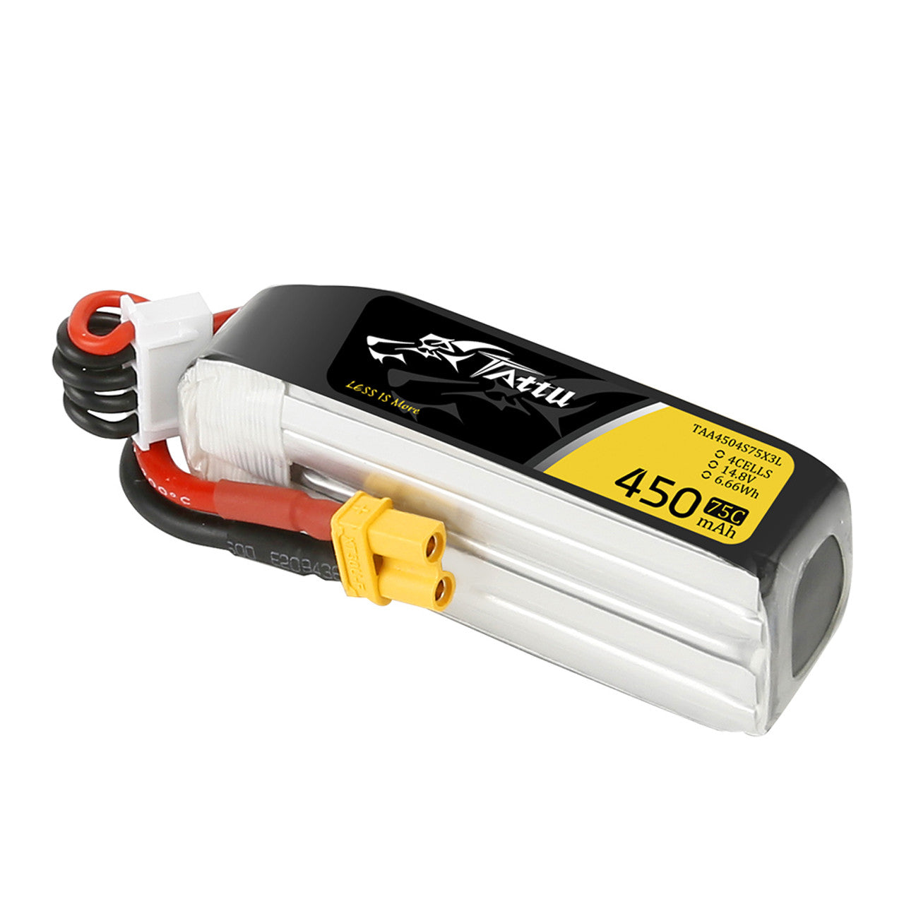 14334 2 battery tattu lipo 4s 14 8v 450mah 75c with xt30 plug long size for h frame
