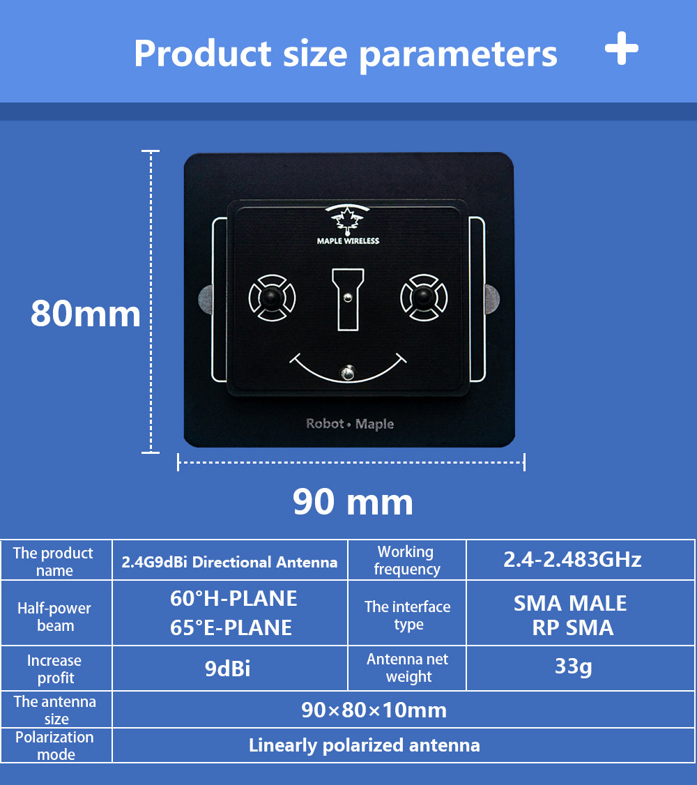 14430 5 antenna maple wireless 2 4g 9dbi directional sma male