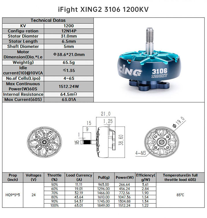 15018 3 motor iflight xing2 3106 unibell 1200kv