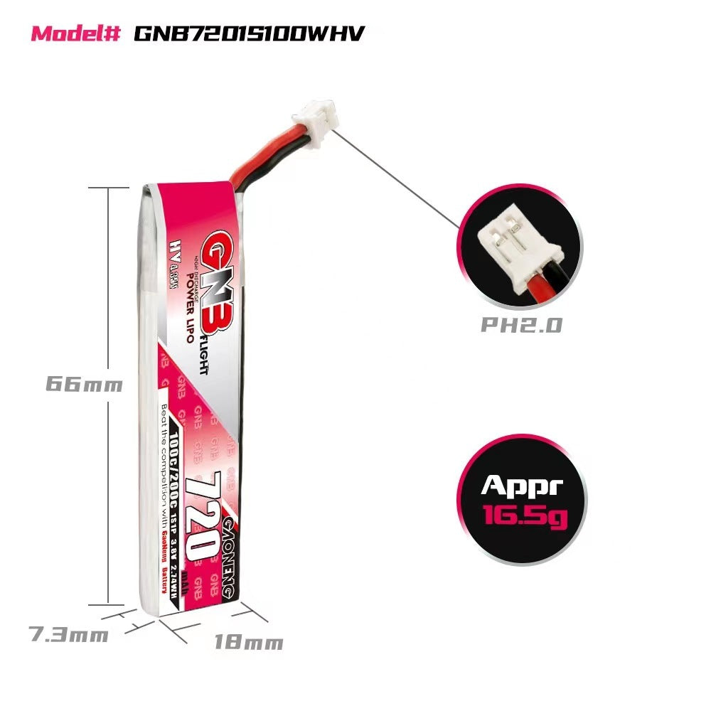 15981 3 battery gnb gaoneng lihv 1s 3 8v 720mah 100c ph2 0 cabled