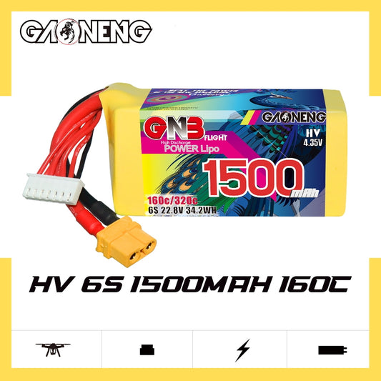 Battery GNB GAONENG 1500mah 6S1P 22.8V HV 160C XH-JST 7P  XT60