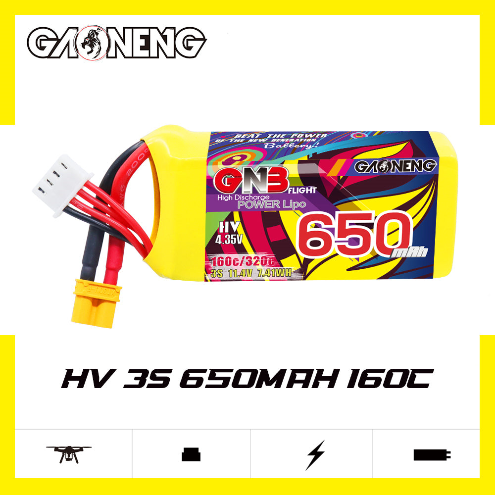 Battery GNB GAONENG 650mah 3S1P 11.4V HV 160C XH- JST 4P XT30