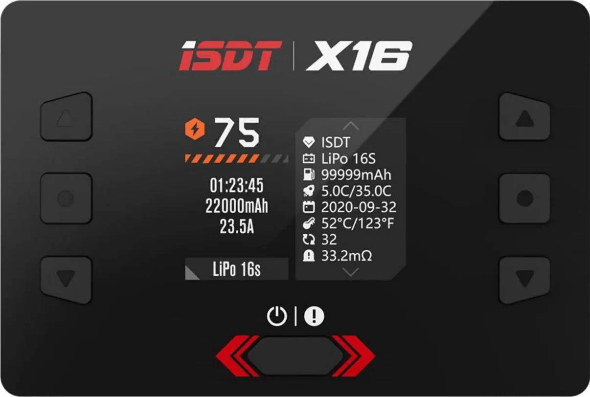 X16 Lipo Charger 1100W x 2 20A x 2 Dual Channel Lipo Charge and Discharge Cycle Balance Charger for 2 16S Batteries ISDT 1676277628