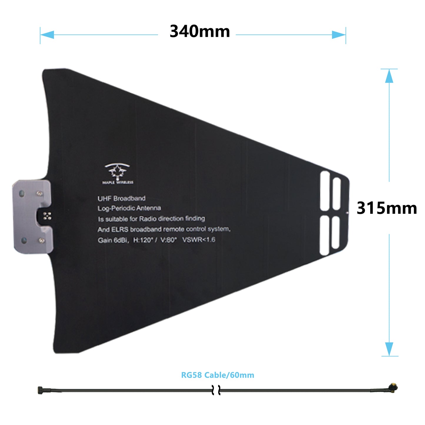 Antenna Maple Wireless UHF Log-Periodic SMA MALE (370–1400MHz)