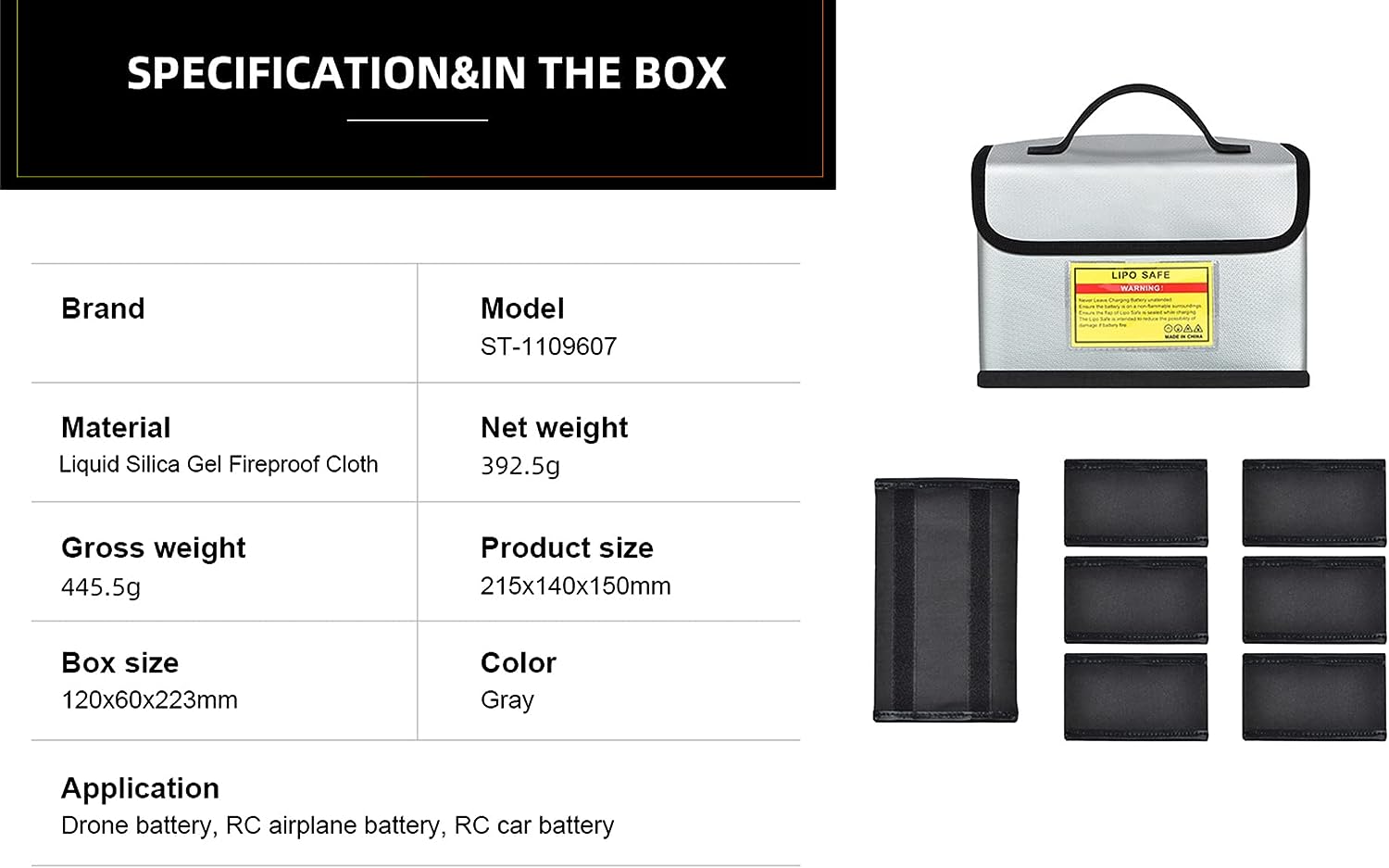 6423 6 li po safe bag startrc liquid silicone fireproof cloth 21 5x15x14cm