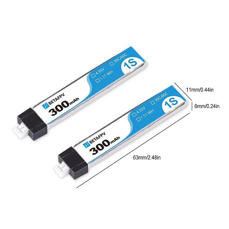 8631 1 battery betafpv lihv 1s 4 35v 300mah 30c hv ph2 0 8pcs