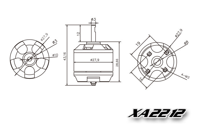 12471 3 motor emax xa2212 980kv accessories
