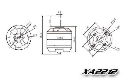 12474 3 motor emax xa2212 1400kv accessories