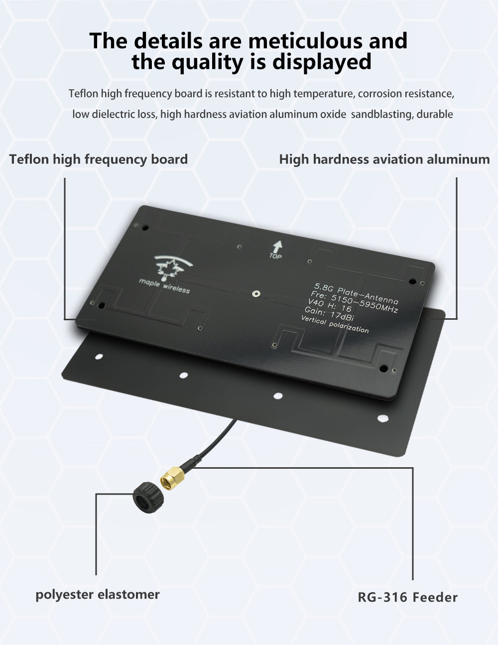 14424 5 antenna maple wireless 17db directional sma aat