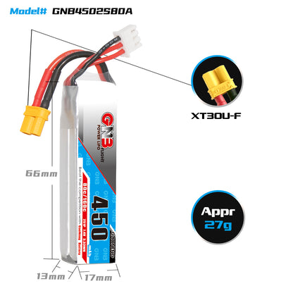 15714 2 battery gnb lipo 2s 7 4v 450mah 80c xt30