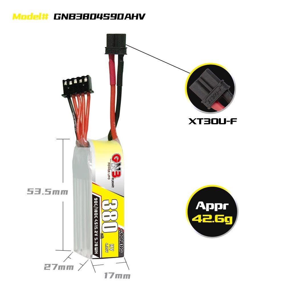 15945 2 battery gnb gaoneng lihv 4s 15 2v 380mah 90c xt30