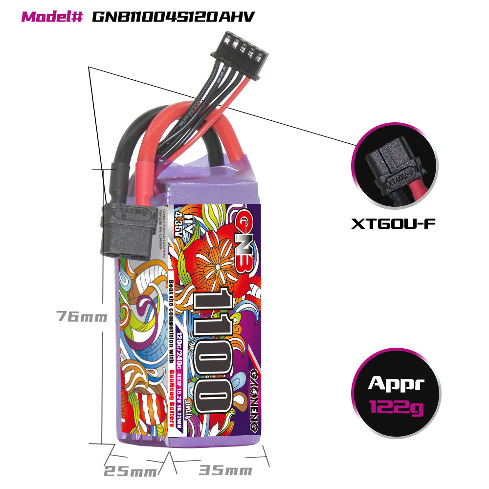 16041 3 battery gnb gaoneng lihv 4s 15 2v 1100mah 120c xt60