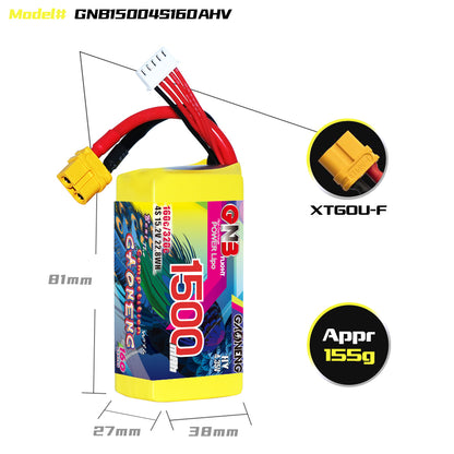 Battery GNB GAONENG 1500mah 4S1P 15.2V HV 160C XH-JST 5P  XT60