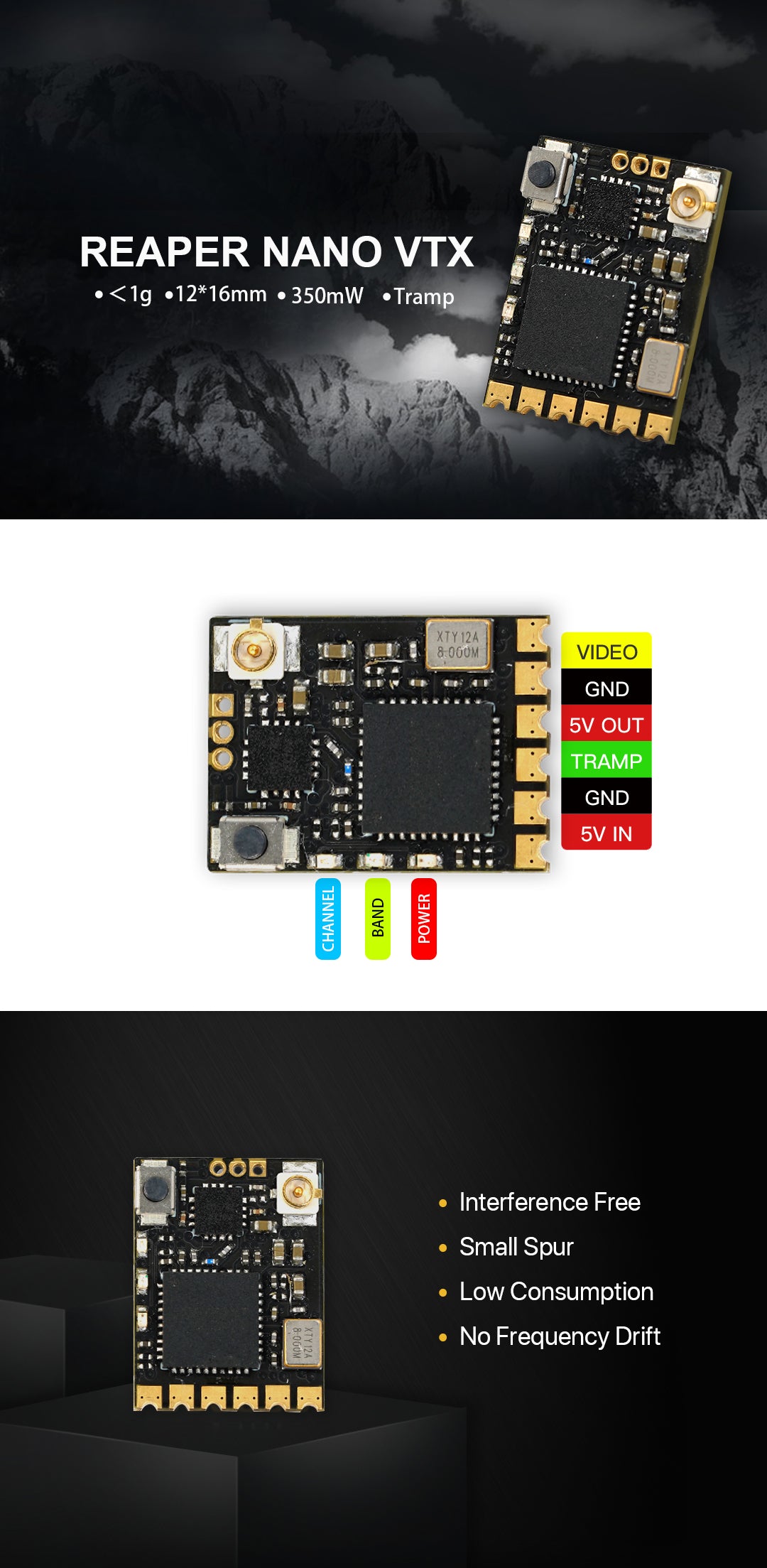 VTX Foxeer 5.8G Reaper Nano V2 350mW