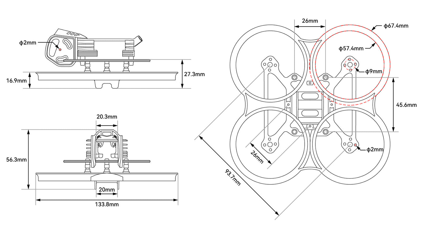 Frame BETAFPV Pavo20 Pro Whoop O4 Pro Transparent Grey