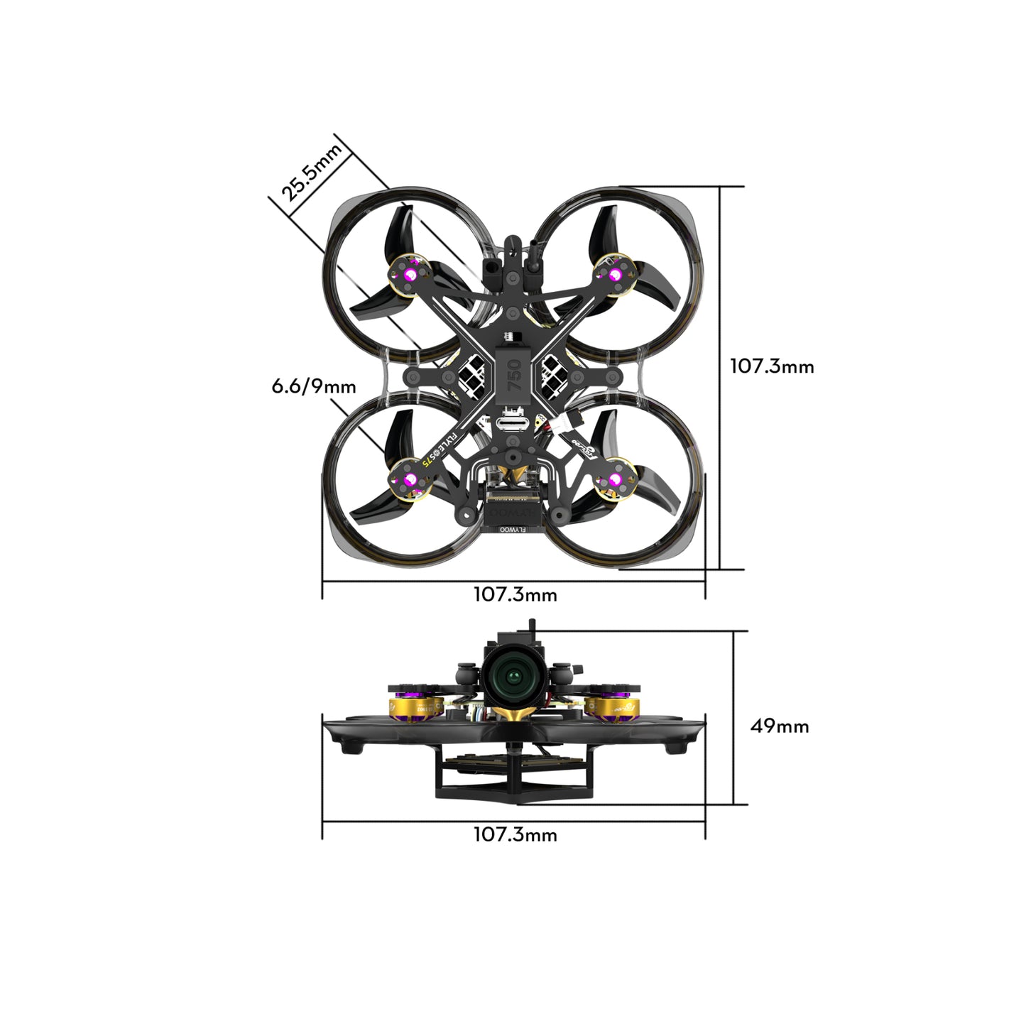 FPV drone FLYWOO Flylens 75 HD O4 2S ELRS 2.4G V1.3